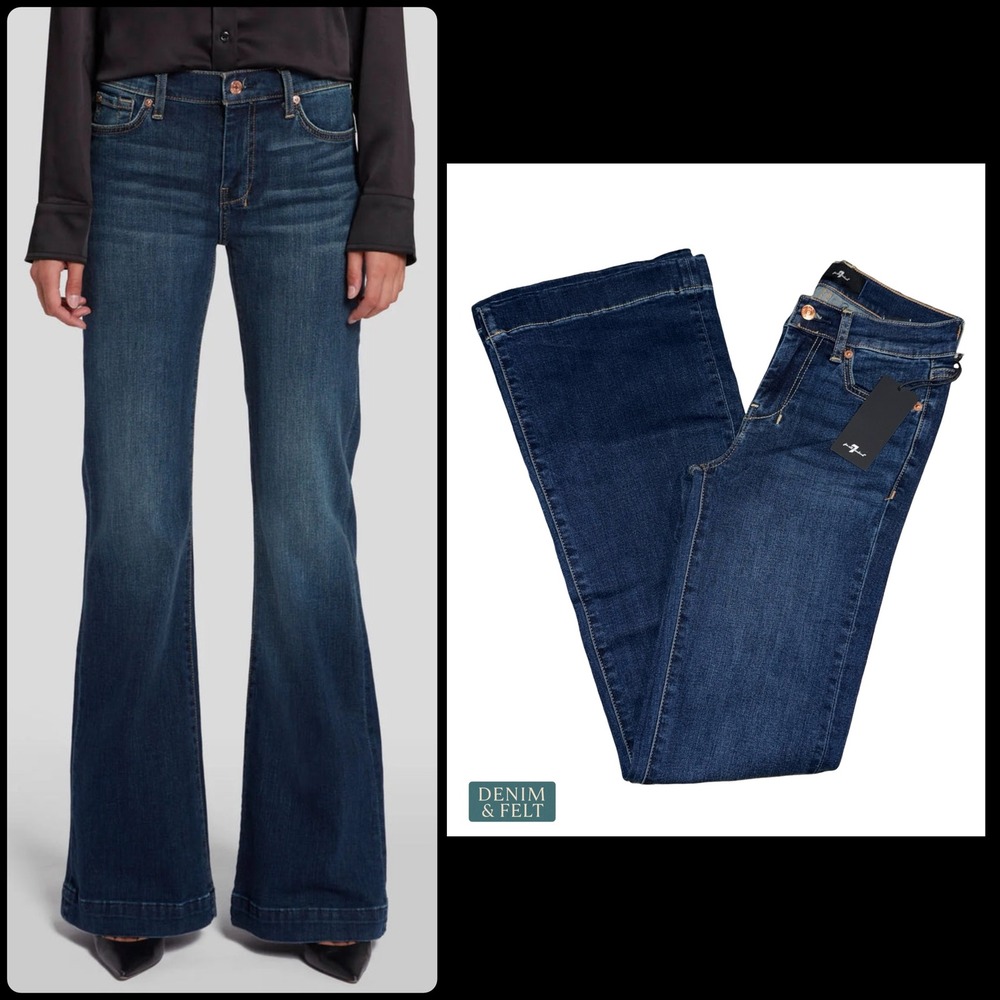 NEW 7 For All Mankind Dojo Slim Illusion Trouser Flare Jeans Authentic Fate 24‎